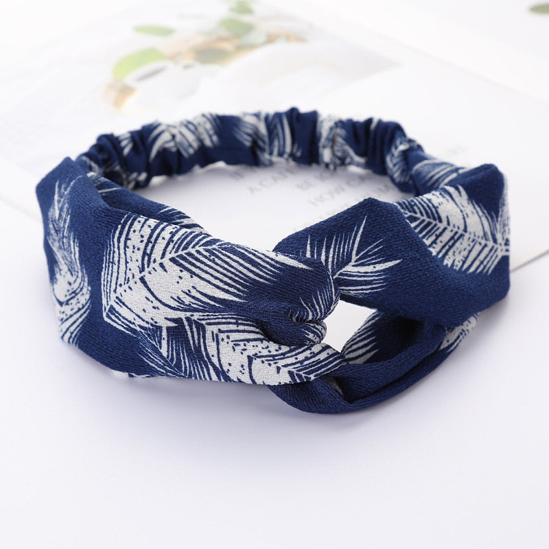 Women's Solid And Flower Print Turban Style Headbands