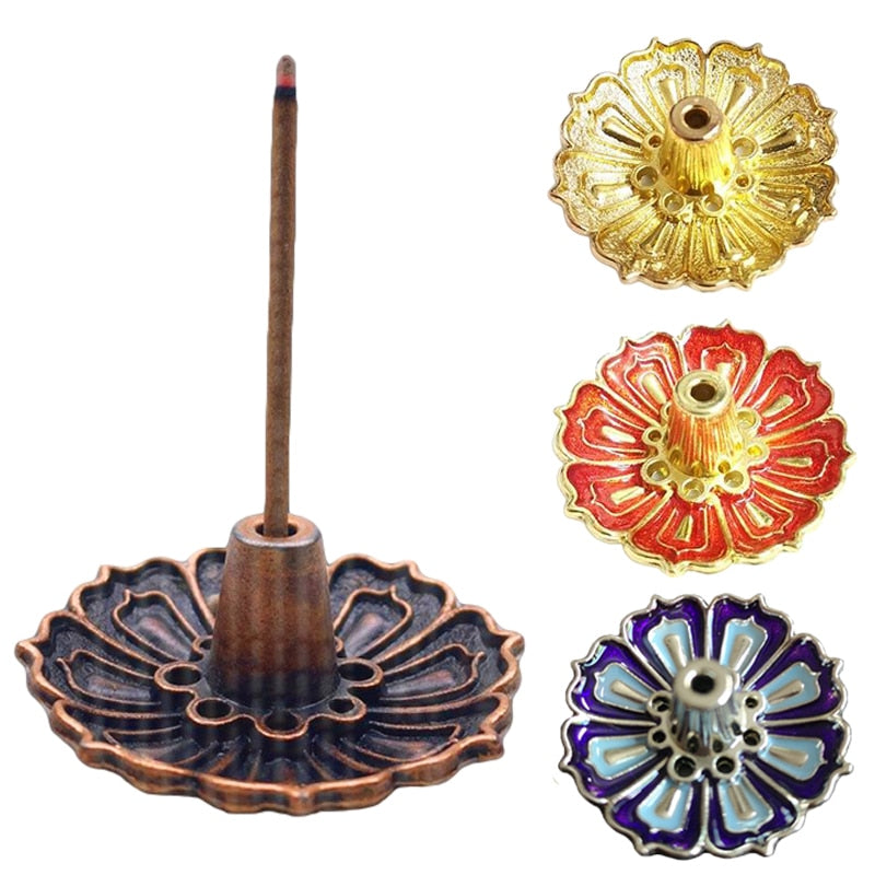 Mini Enamel Lotus Flower Design Incense Holder