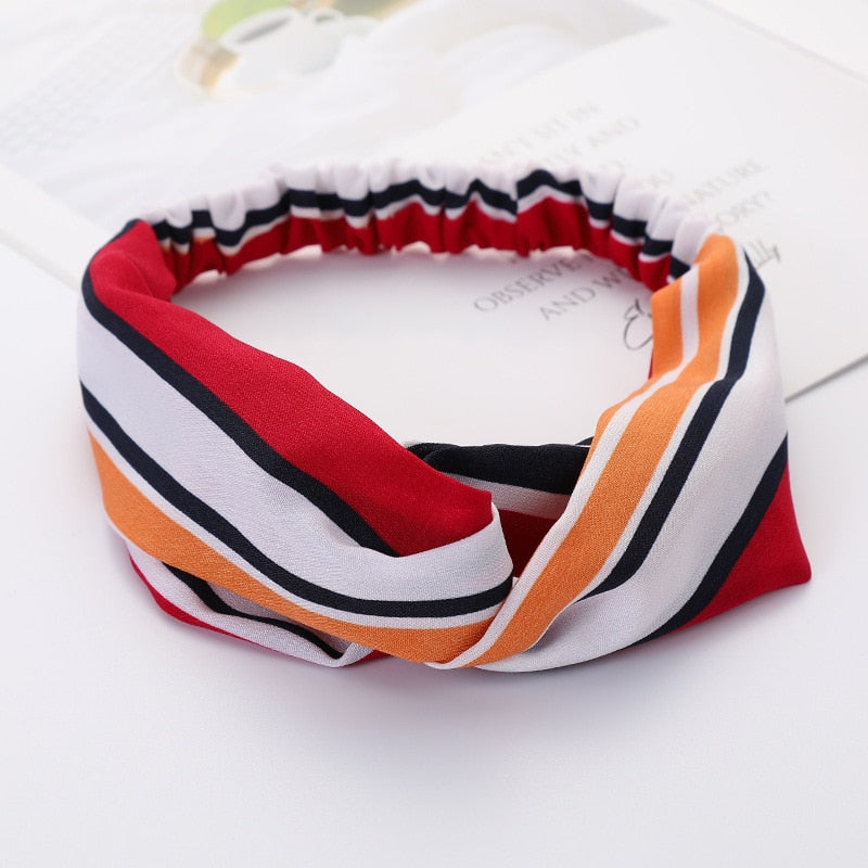 Women's Solid And Flower Print Turban Style Headbands