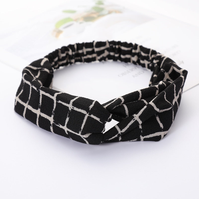 Women's Solid And Flower Print Turban Style Headbands