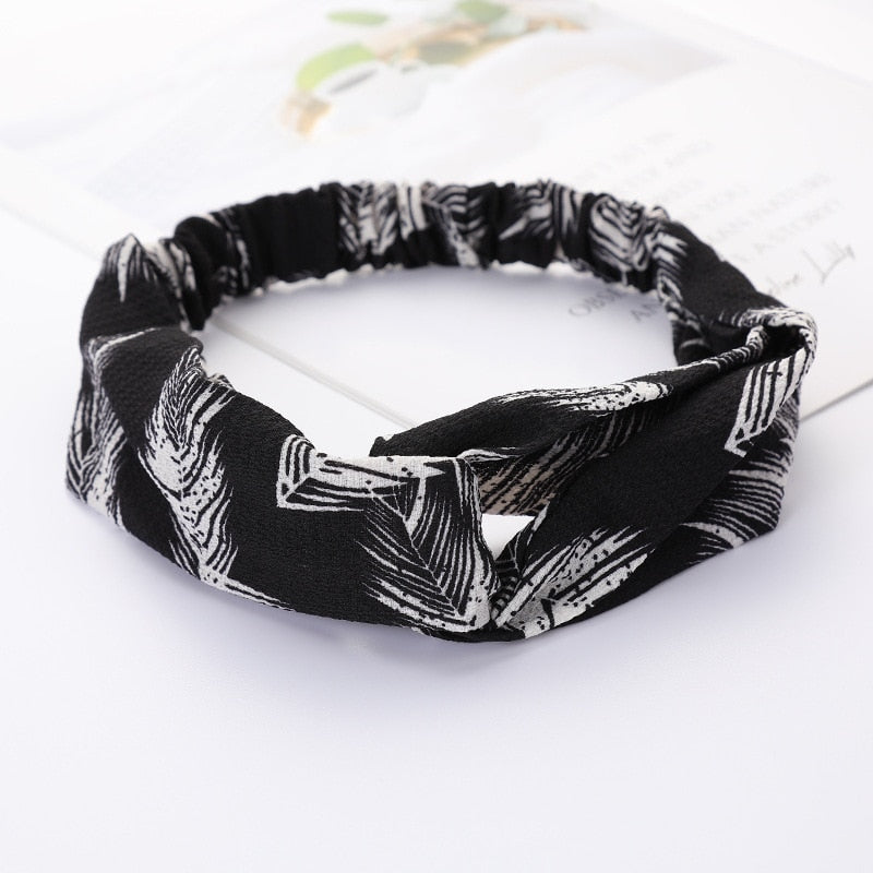 Women's Solid And Flower Print Turban Style Headbands