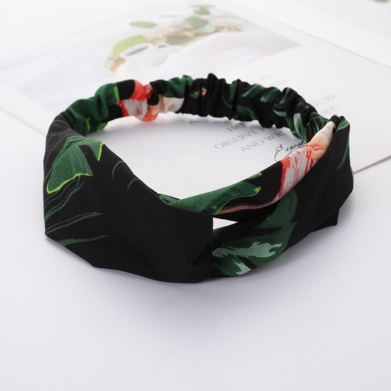 Women's Solid And Flower Print Turban Style Headbands