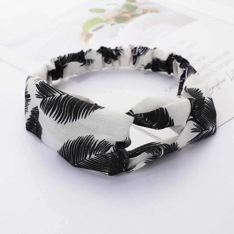 Women's Solid And Flower Print Turban Style Headbands