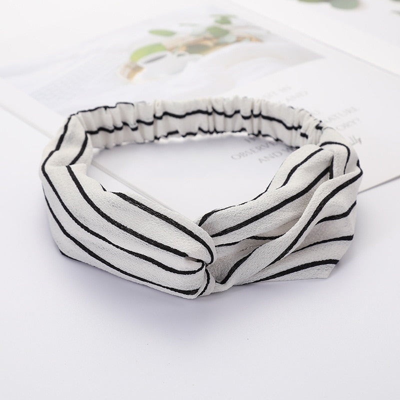 Women's Solid And Flower Print Turban Style Headbands