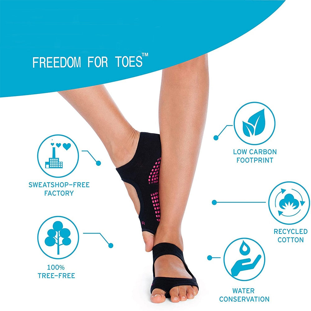 Toeless Non Slip Grip Women Socks for Yoga, Barre, Pilates