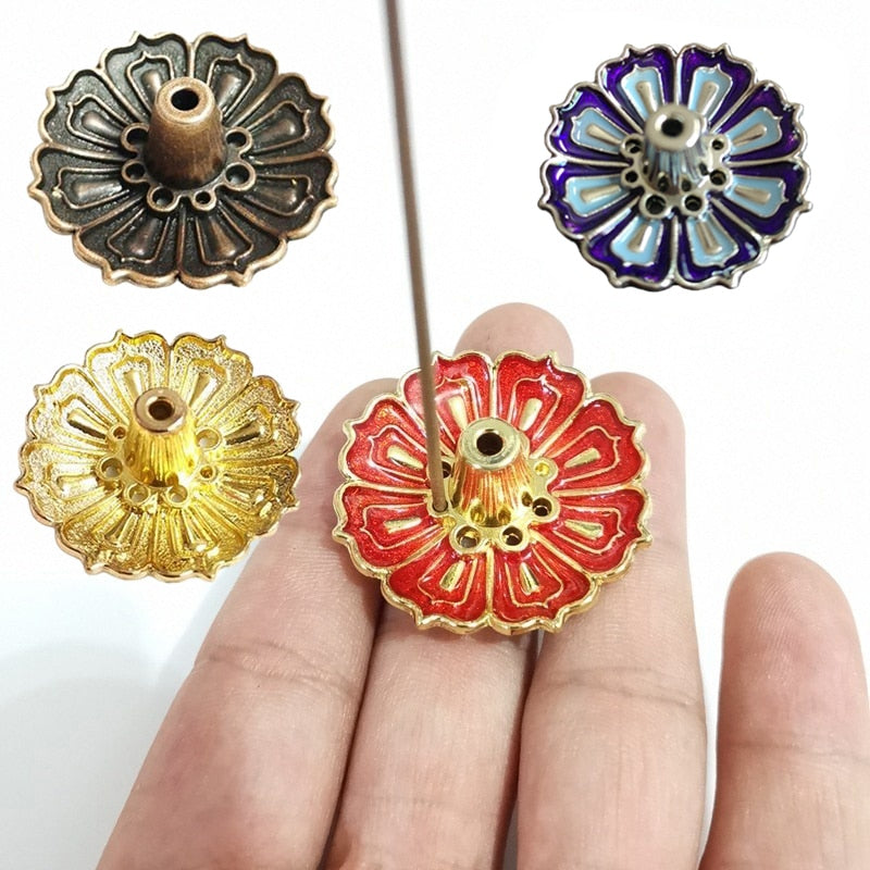 Mini Enamel Lotus Flower Design Incense Holder