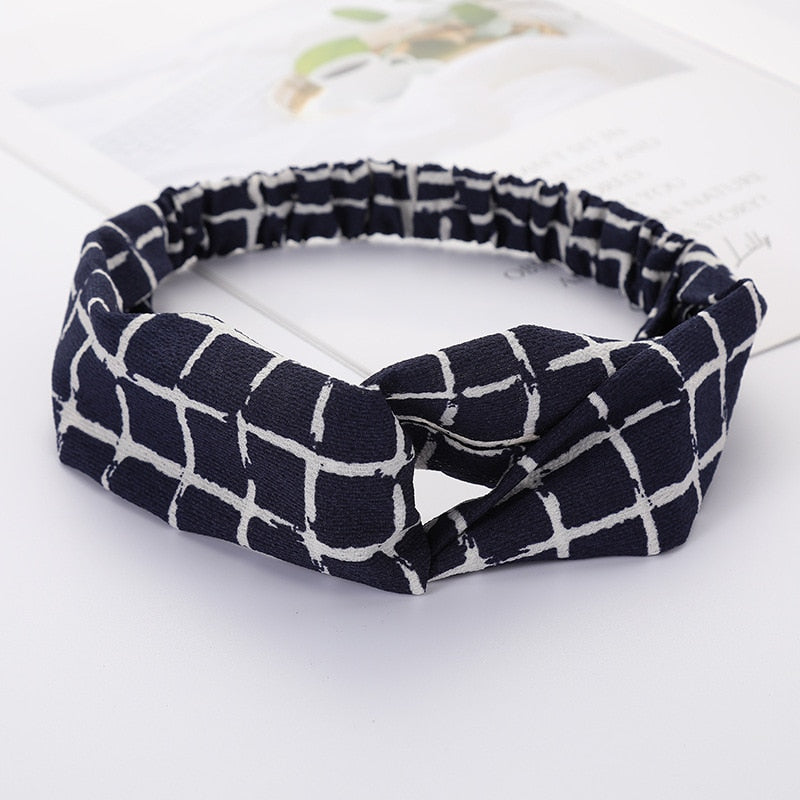 Women's Solid And Flower Print Turban Style Headbands