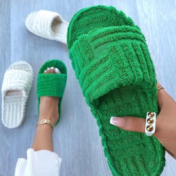 Thick Soled Super Comfy Terry Cloth Slides