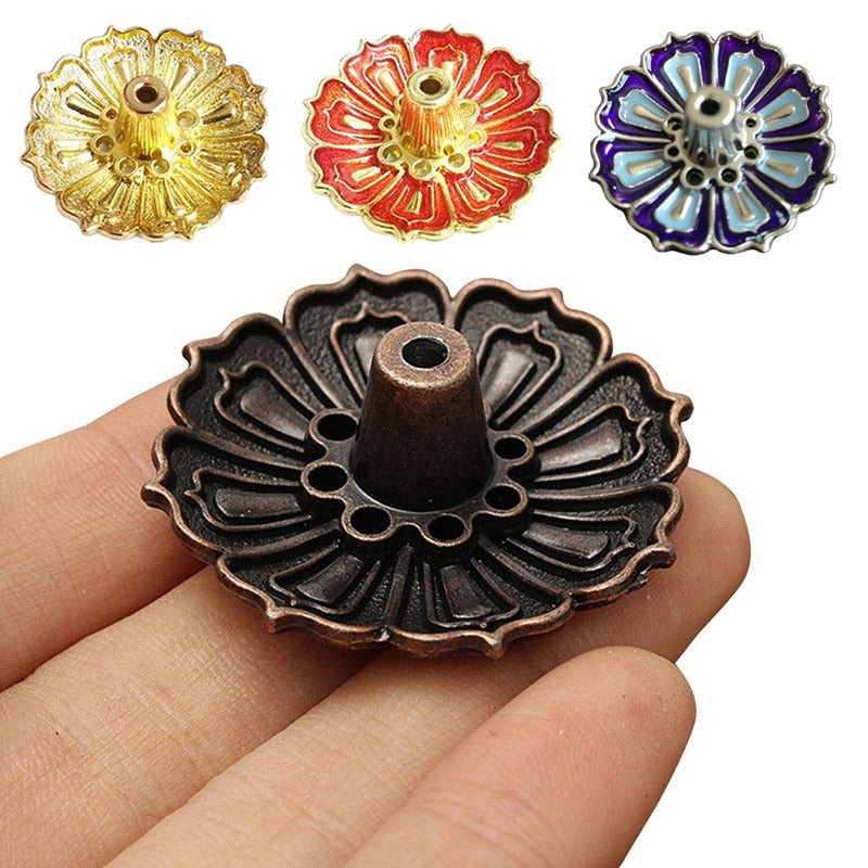 Mini Enamel Lotus Flower Design Incense Holder