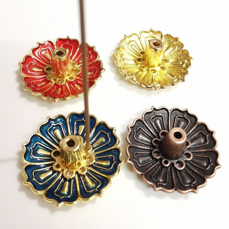 Mini Enamel Lotus Flower Design Incense Holder