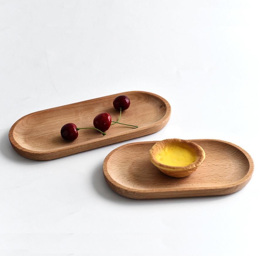 Decorative Solid Oval Beech Wood Plates