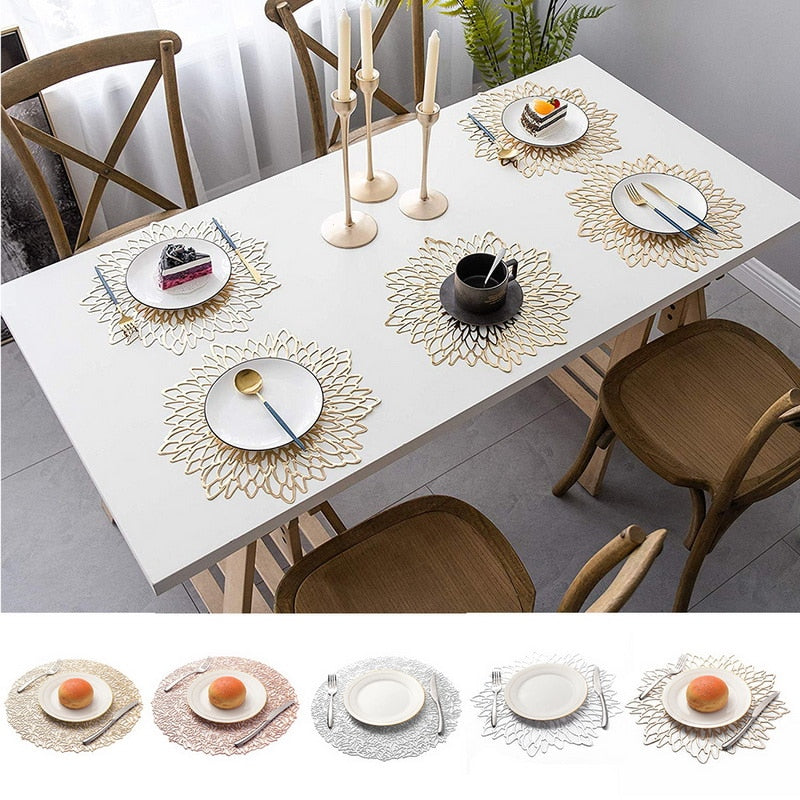 4pc/6PC Dining Table Lotus Leaf Design Placemats