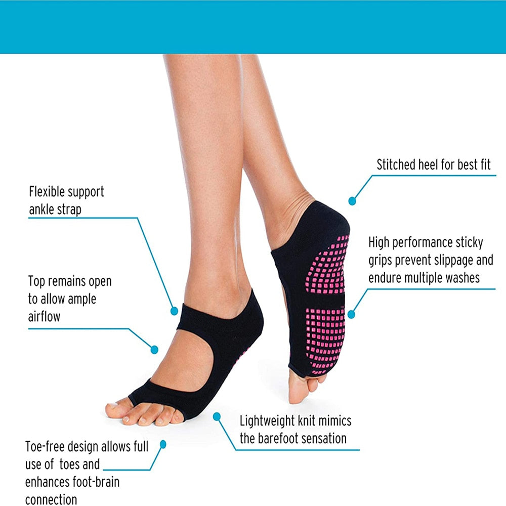 Toeless Non Slip Grip Women Socks for Yoga, Barre, Pilates