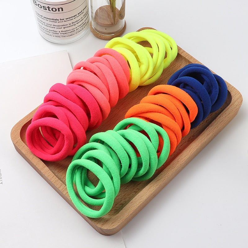 50pcs Solid Color Big Ponytail Holder