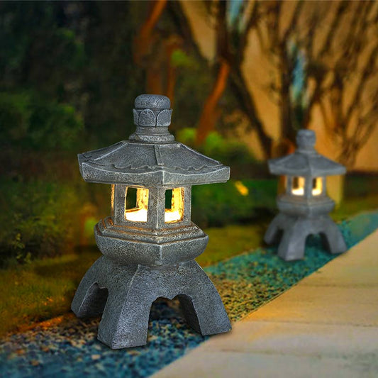 Resin Solar Zen Pagoda Landscape lights