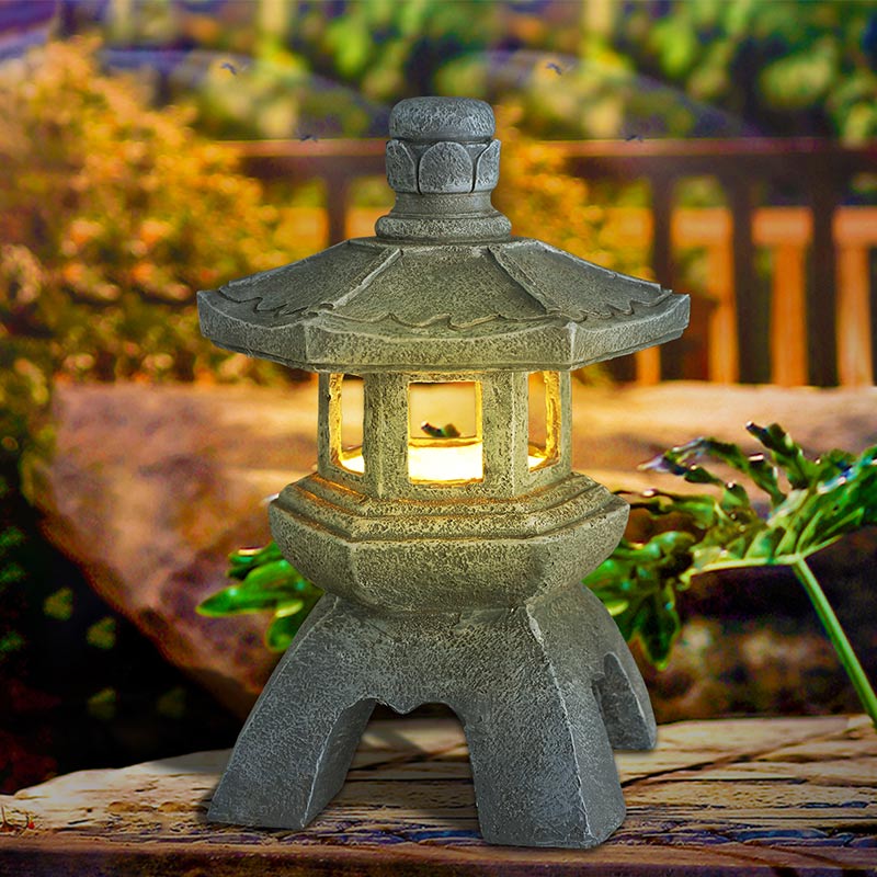 Resin Solar Zen Pagoda Landscape lights