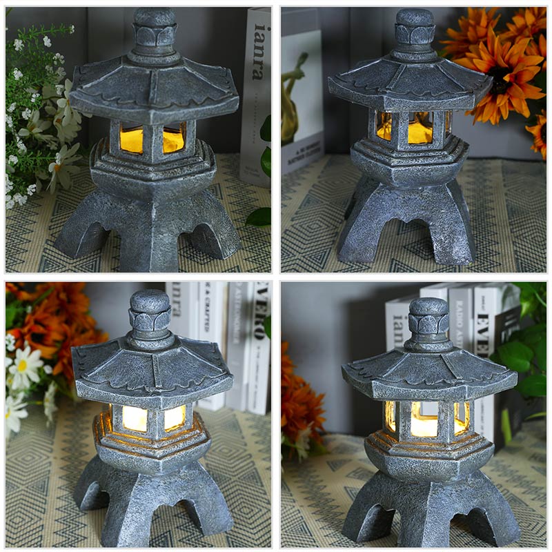 Resin Solar Zen Pagoda Landscape lights