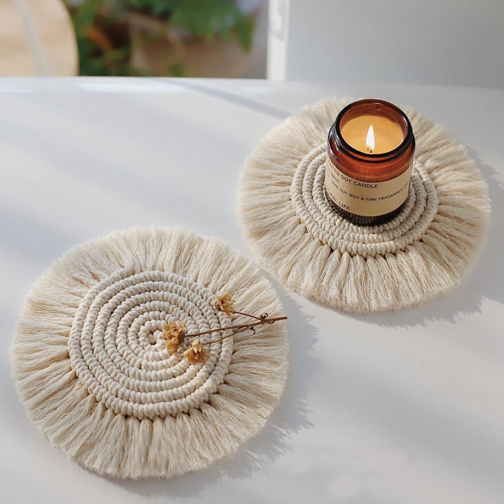 Handmade Braided Bohemian Style Macrame Coasters