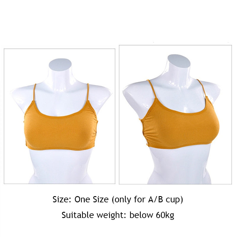 Women's Padded Sports Bra With Elastic Thin Straps And Removable Pads