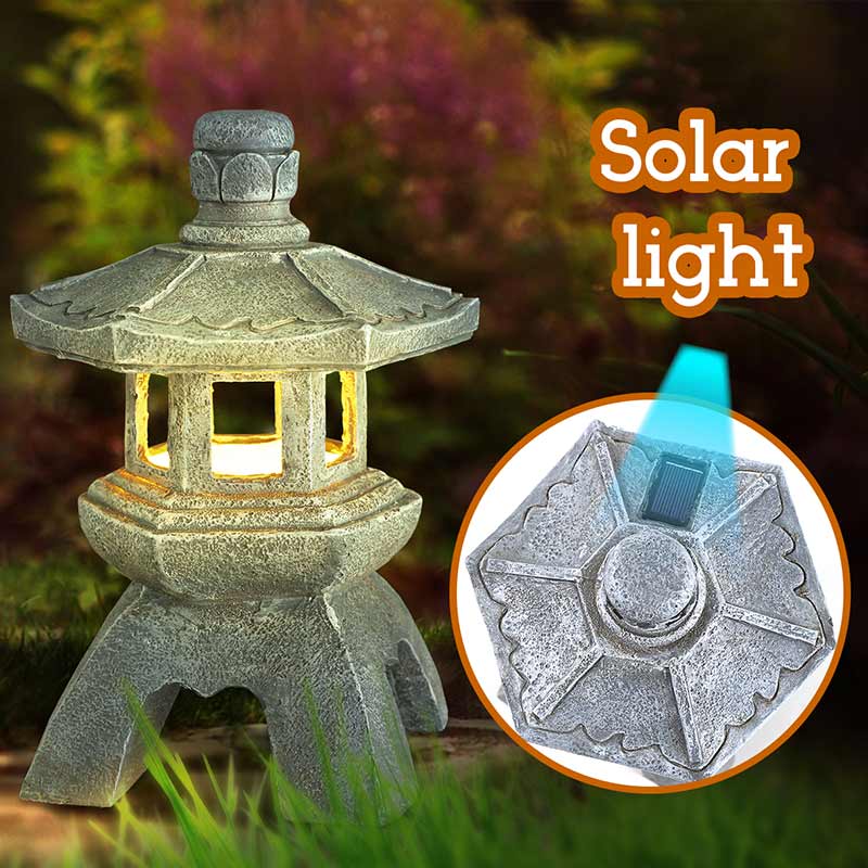 Resin Solar Zen Pagoda Landscape lights