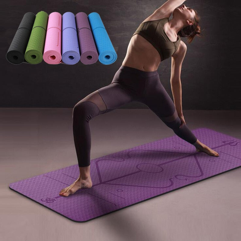 6mm TPE Non Slip Yoga Mat with Position Line