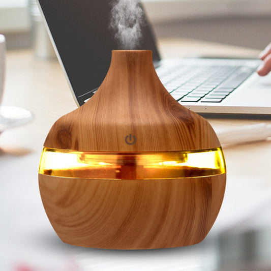 300ML Wood Grain Essential Oil Diffuser With Timer